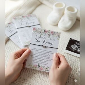 "From the Bump" wish bracelets for baby shower guests party Favors 13pk- Floral